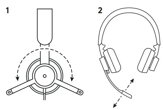 logitech Zone Wired Headset User Guide - ADJUSTING THE MICROPHONE BOOM