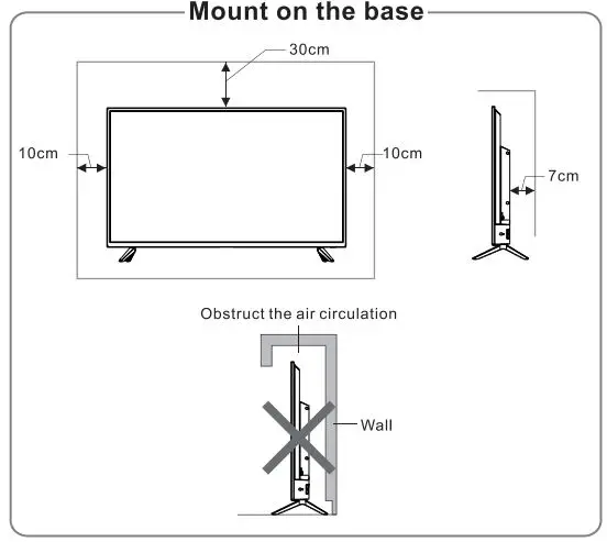 VOX UHD 43ADW-D1 B Electronics LED TV Instruction Manual - Mount on the base