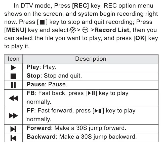 VOX UHD 43ADW-D1 B Electronics LED TV Instruction Manual - REC option