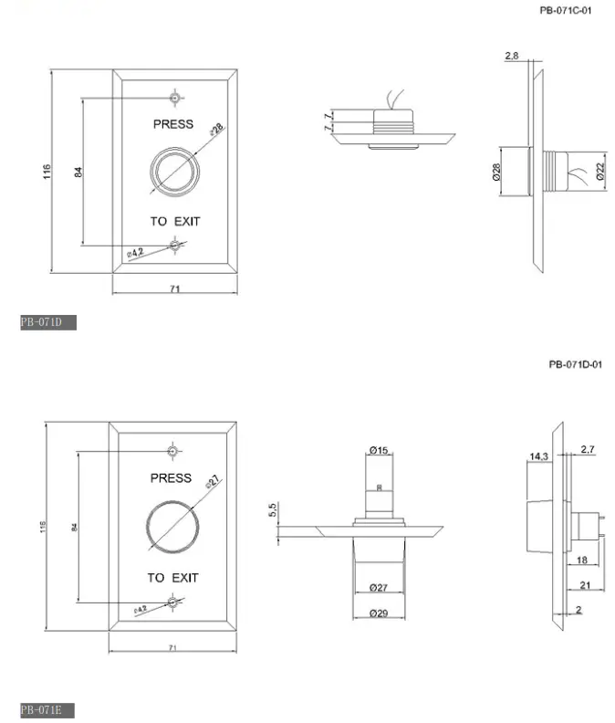 Jantek PB 071 Push Button - fig