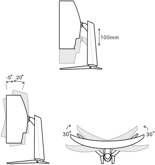 Coolblue 323CQR ARTYMIS Series LCD Monitor - Adjusting the Monitor