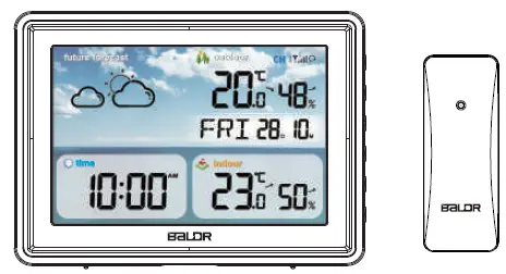 BALDR B0359WST2H2R Wireless Color Weather Station