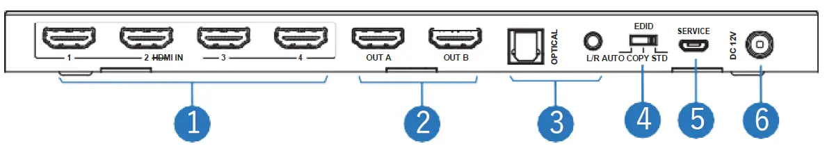 Paugge ENT-MX20B4X2A 4x2 HDMI 2.0b Matrix fig 2