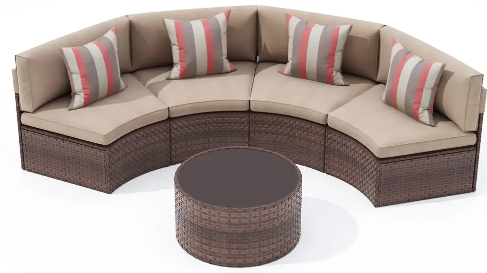 SUNSITT ZY1C0010 Outdoor Sectional Set Half-Moon Sectional Furniture Set