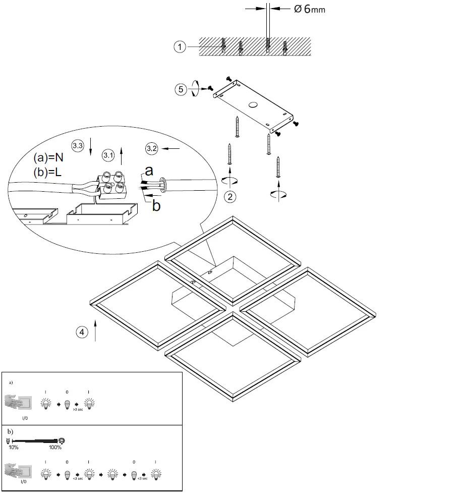 Paul Neuhaus Inigo 8191-55 Ceiling Light Steel 4x LED Board-2