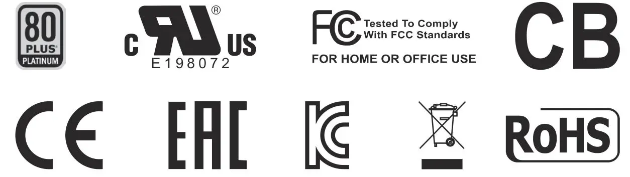 ZALMAN 5947531 ARX Series High Efficiency Switching Power Supply - Certifications