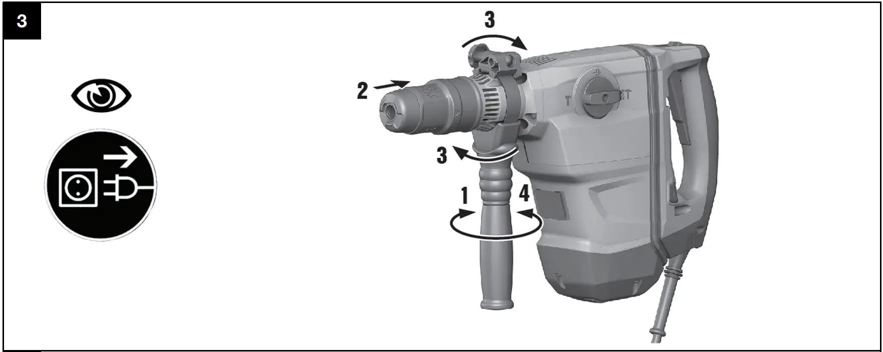 TE 60-AVR Corded Rotary Hammer Operation illustration