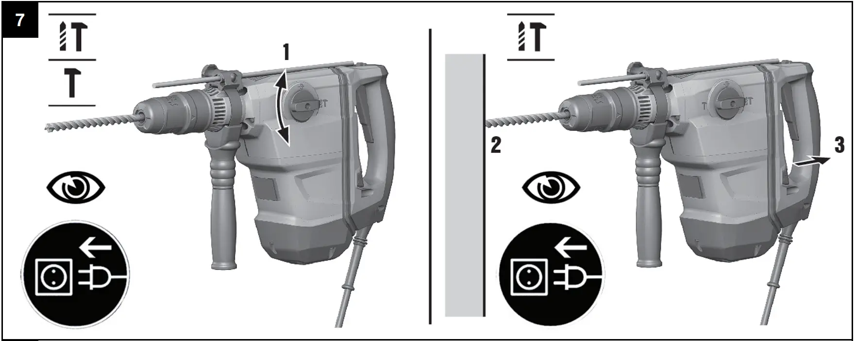 TE 60-AVR Corded Rotary Hammer Operation illustration