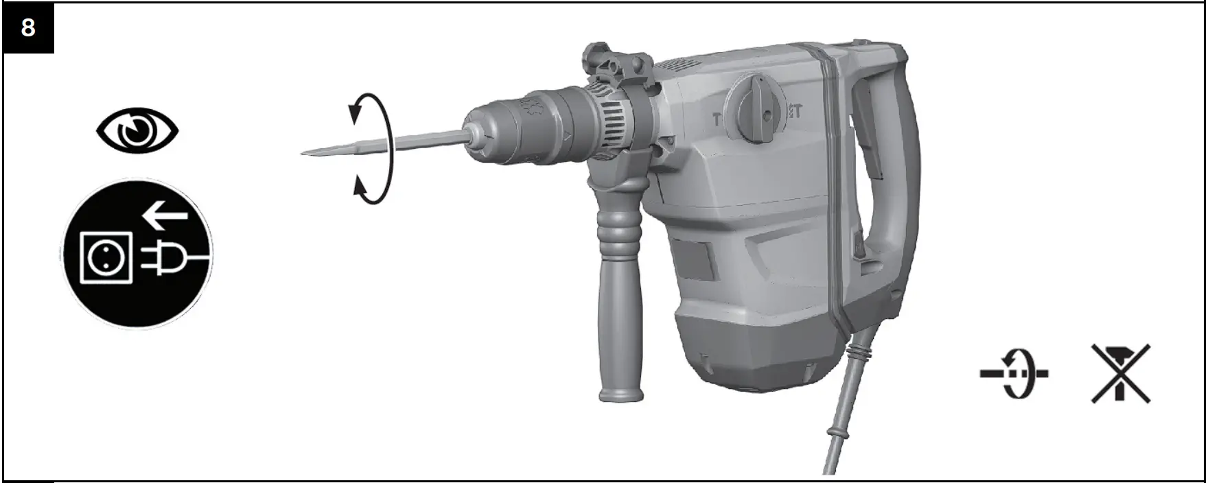 TE 60-AVR Corded Rotary Hammer Operation illustration