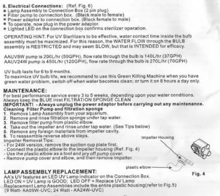 AA Aquarium AA’s Internal UV sterilizer AAUV9W User Manual - Figure 4