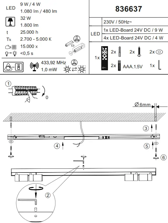 Paul Neuhaus 9153723 Pure Lines LED Ceiling Lamp in Anthracite IP20 9W - Fig