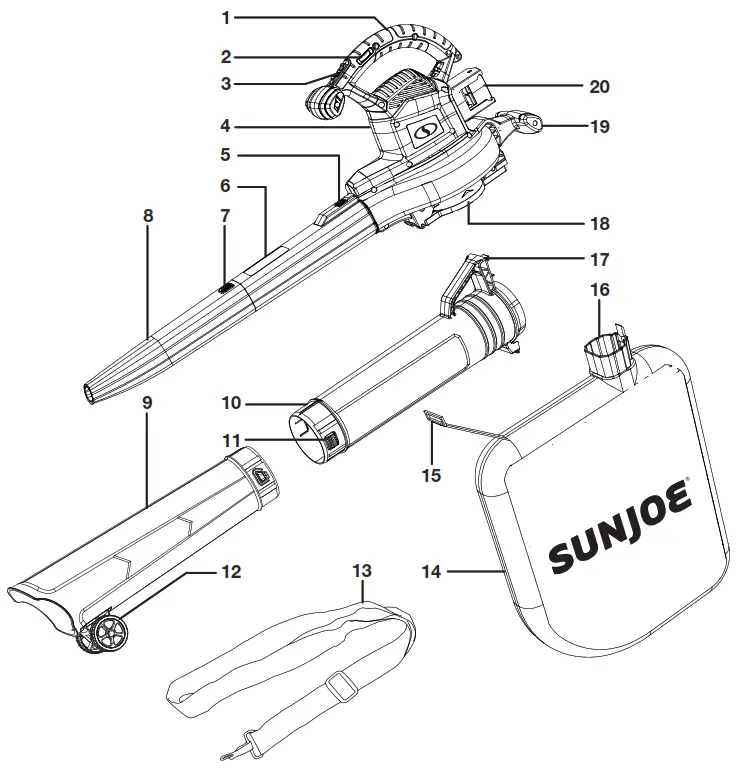 SUN JOE 24V X2 BVM190 CT RM iON Cordless Leaf Blower Vacuum Mulcher Kit - fig