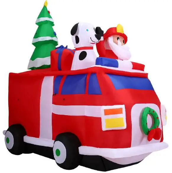 PoolWarehouse-Christmas-Time 7ft-Inflatable-Santa-in-Fire-Truck-with-Lights-feature