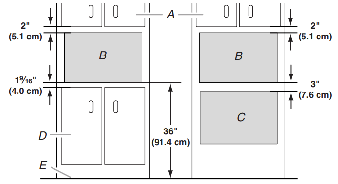 Whirlpool MK2167, MK2160 Microwave Oven Built In Trim Kit - cutout opening.