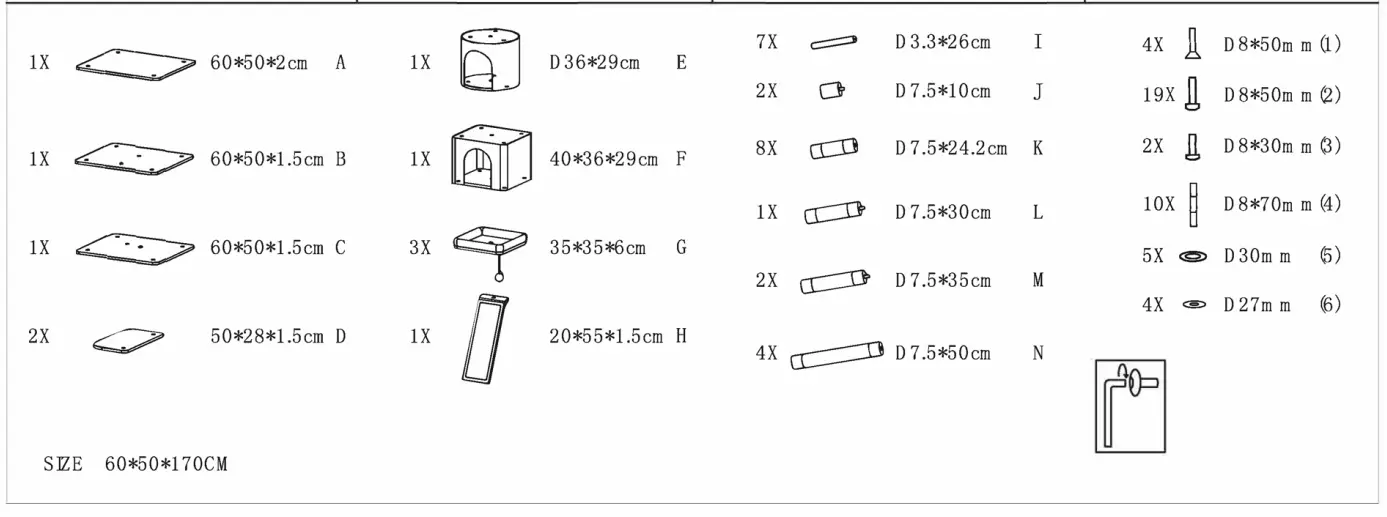 FORCLOVER-CJW-CT435GR-Rope-Cat-Tree-2