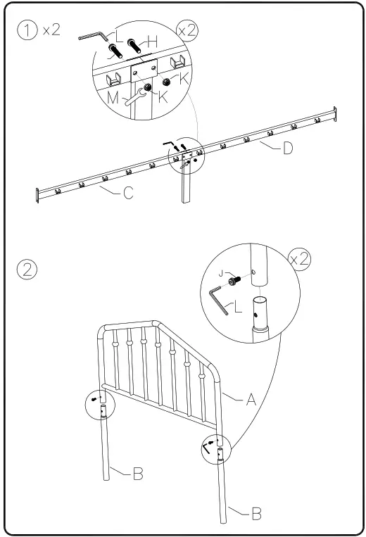 ASHLEY B076-671 Twin Metal Bed - 2