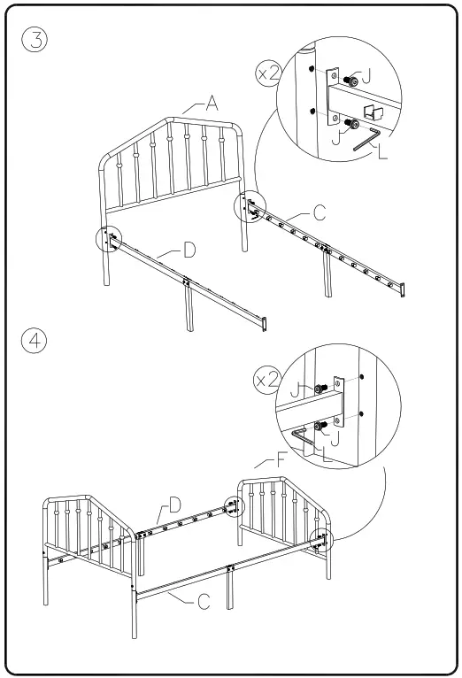 ASHLEY B076-671 Twin Metal Bed - 3