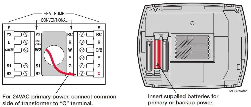 Honeywell VisionPRO TH8000 Series Touch Screen Programmable Thermostat - Power options