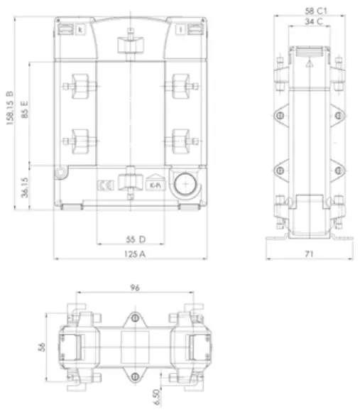 Separable Current Transformers, Type Kbu – Dimensional Drawings