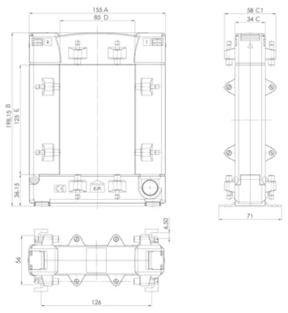 Separable Current Transformers, Type Kbu – Dimensional Drawings