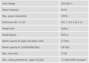 FIG 12 Technical data