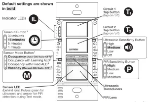 MAESTRO MS-B202 Dual Circuit Dual Technology - Default settings are shown