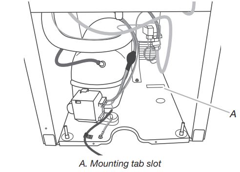 KitchenAid KUID308HPS 18-inch Automatic Ice Maker Installation Guide - Drain Pump Mounting Tab Slot