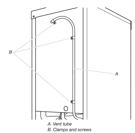 KitchenAid KUID308HPS 18-inch Automatic Ice Maker Installation Guide - Vent Tube