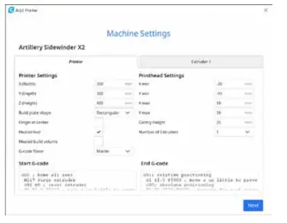 ARTILLERY ART A 014 Sidewinder X2 3D Printer - PREPARING SLICING 2