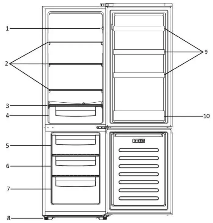 BestMatic COM 125597 1 Freezer Fridge Combi - STRUCTURE ILLUSTRATION
