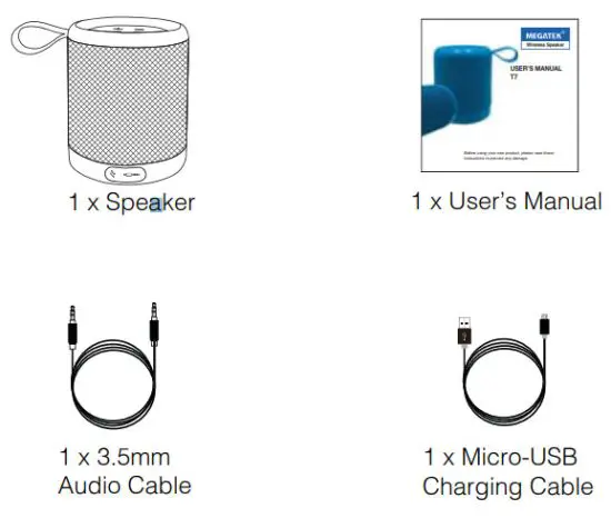 MEGATEK T7 BT Speaker - Package Contents