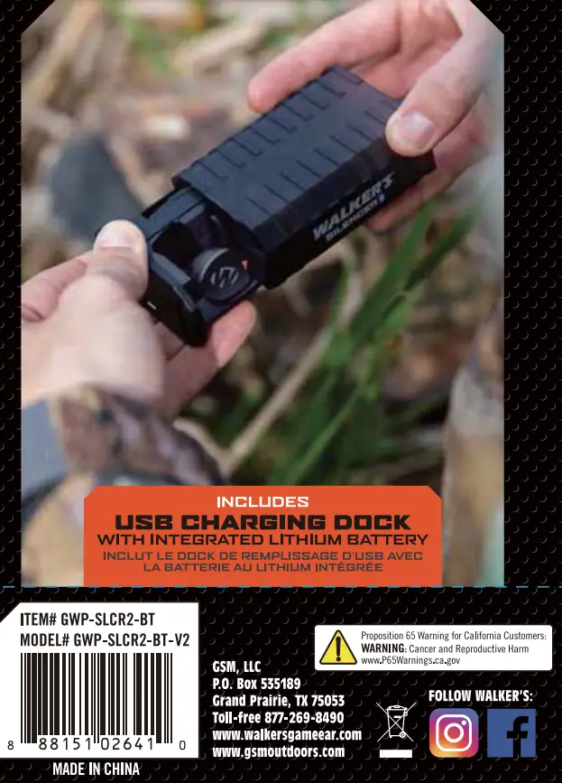 WALKER-S GWP-SLCR2-BT-V2 Silencer BT 2.0 Earbuds Instruction Manual - Thank Your Page