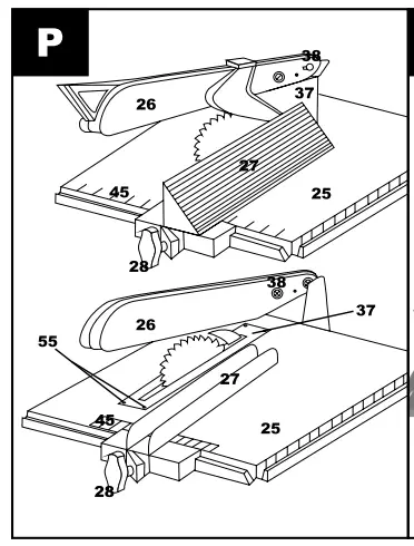 Setting of the upper cutting table