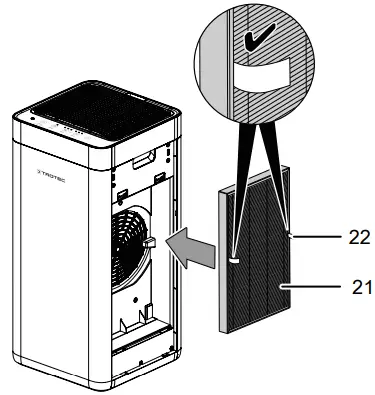 Changing the HEPA carbon filter