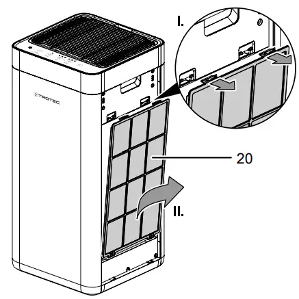 Cleaning the pre-filters 