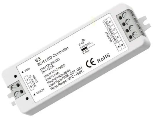 OptonicaLED-RGB-CCT-Dimming-3-Channel-LED-RF-Controller-PRODUCT