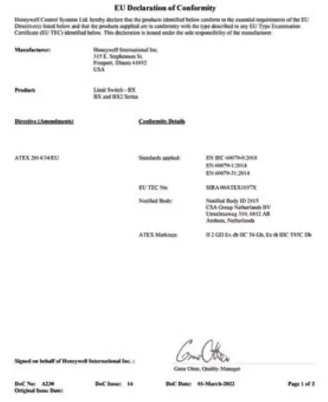 Honeywell BX4D3K Micro Switch BX Series Explosion Proof Limit Switch - Fig8