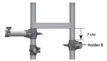 V-Drums TD-1 Double Mesh Kit Installation Guide - Lower the holder “B” attached to the stand’ right pipe
