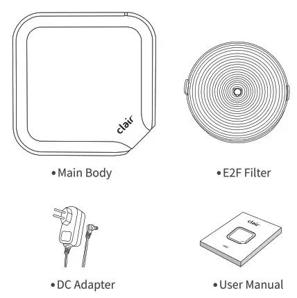 clair Air Purifier - produck compotonents
