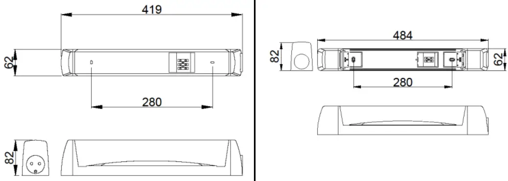 resistex 610351 Xeriane S19 Prise Rasoir BL Strip with Shaver Socket - SIZE