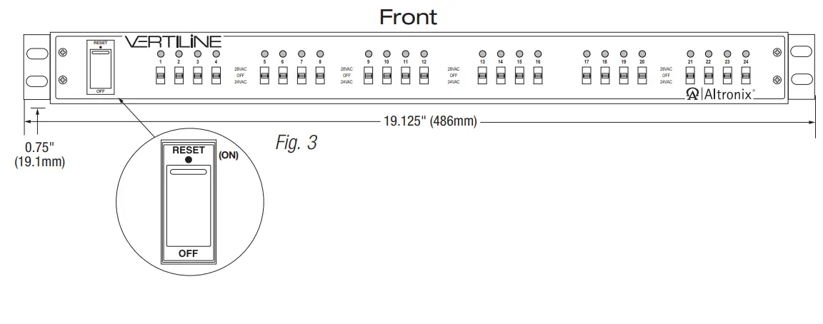 Altronix VertiLine24 Series VertiLine24D CCTV Rack Mount Power Supplies - Rear2