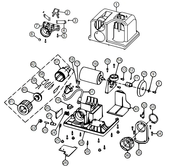 XPOtool 61937 Drill Bit Sharpener - Exploded view and parts list