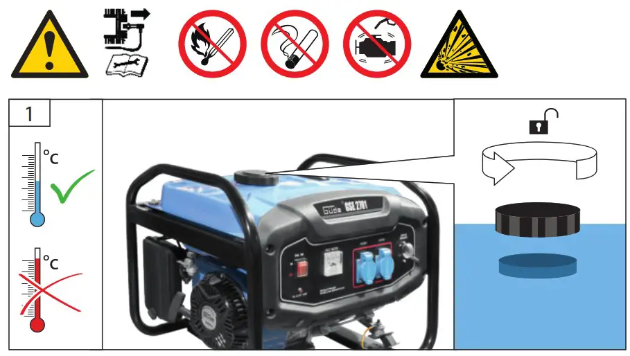 Gude GSE 2701 Power Generator - Starting up the machine 5