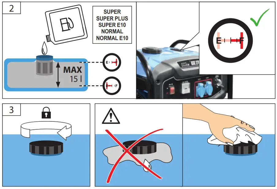 Gude GSE 2701 Power Generator - Starting up the machine 6