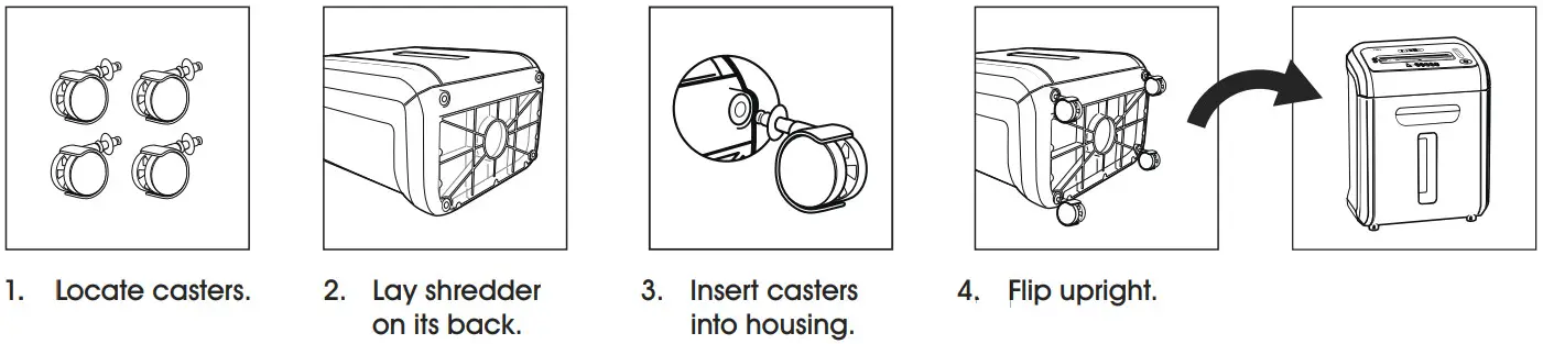 ULINE H-2606 Fellowes PS-79Ci Paper Shredder -CASTER INSTALLATION