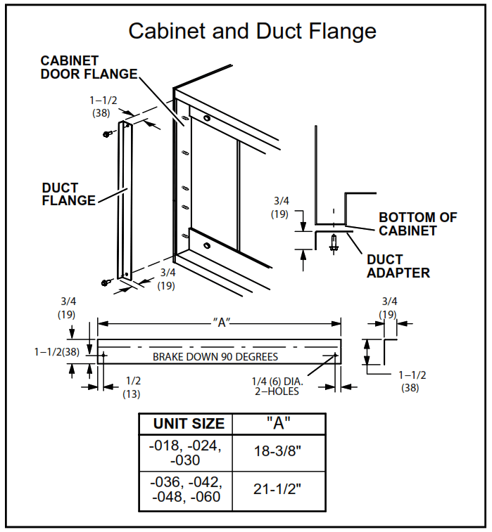 Ruud NAMP1 Series One Piece PSC Air Handler - Duct Flange