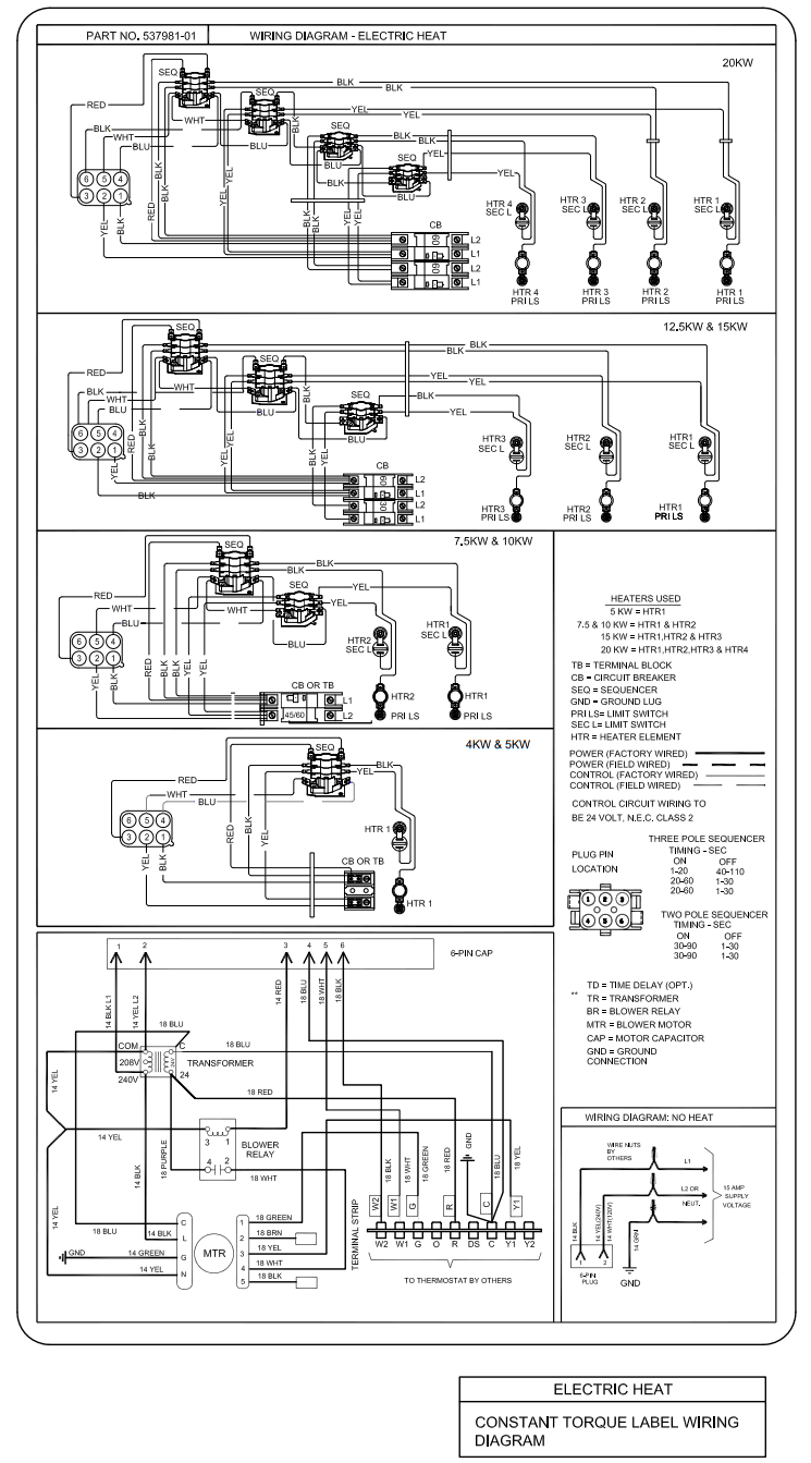 Ruud NAMP1 Series One Piece PSC Air Handler - Unit Dimensions2