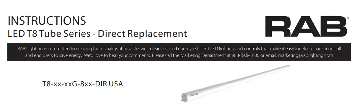 Rab T8 Tube Series Lamp Instructions
