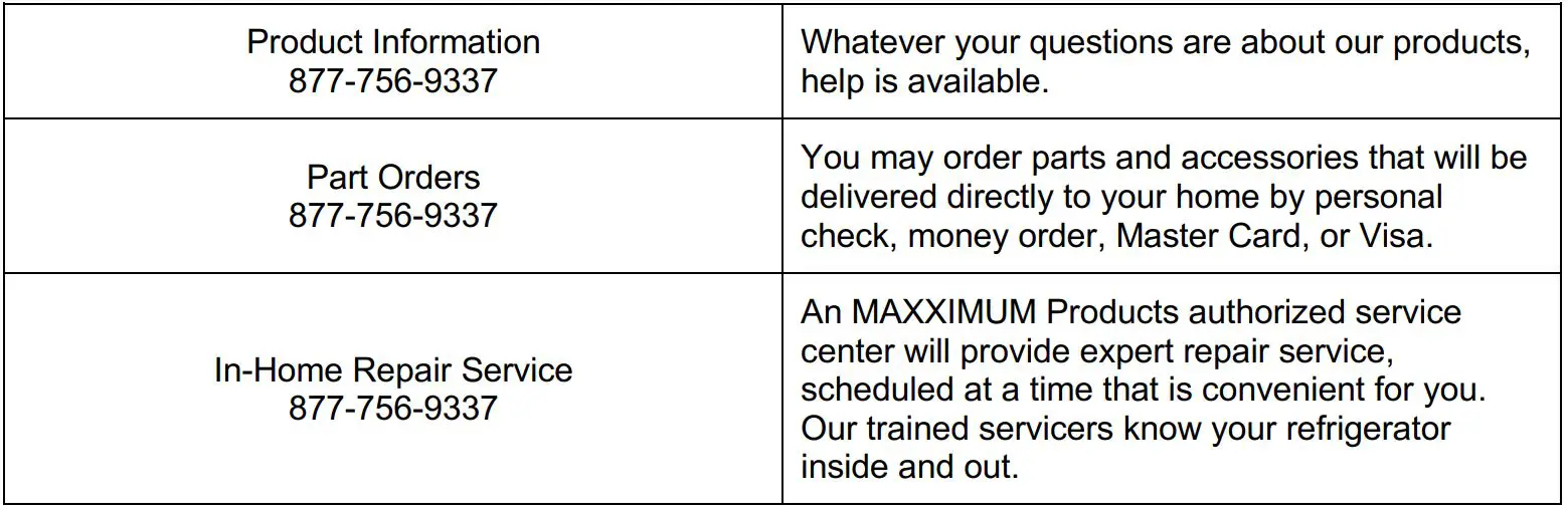 MAXXIMUM Refrigerator MAXBC52SD - MAXXIMUM Products Customer Service