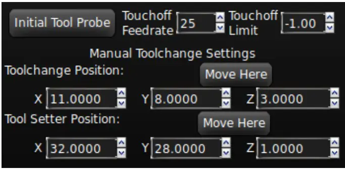 Setting Manual Toolchange Settings